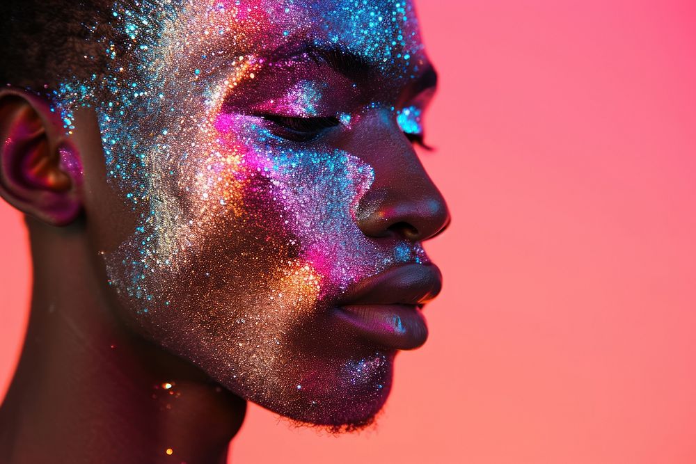 African American gay glitter adult face.