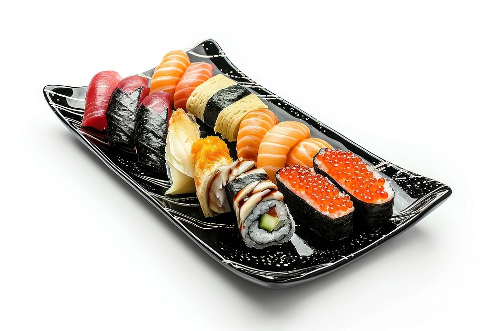 Sushi platter dish plate food.