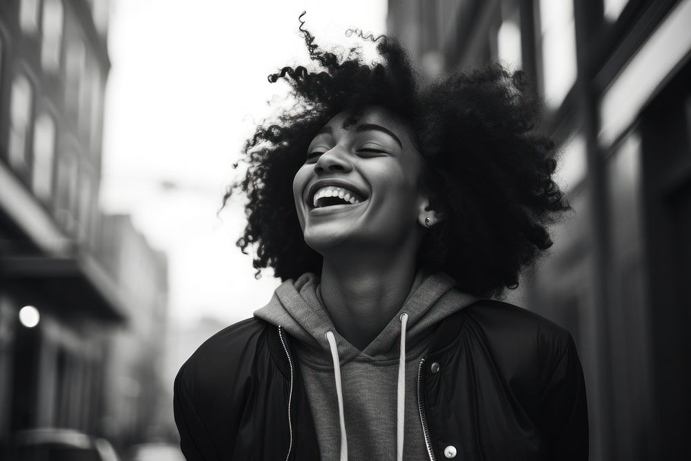 Lifestyle teen Black Woman laughing.