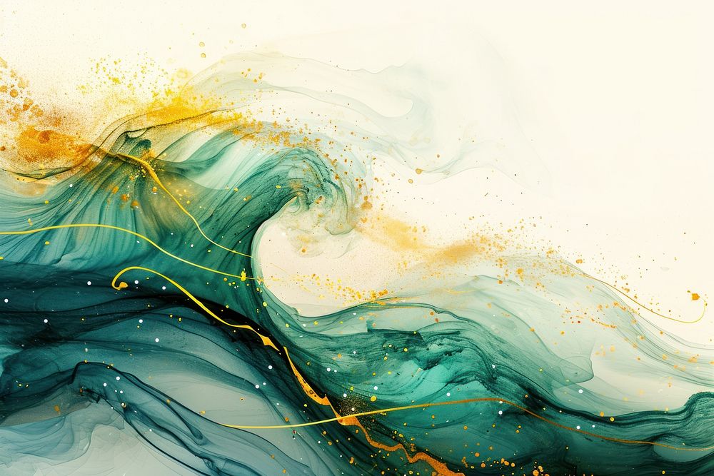 Water color illustration of wave abstract painting pattern.