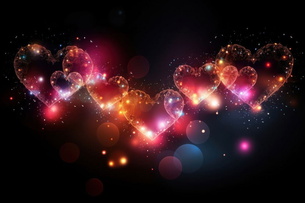 Abstract Hearts bokeh backgrounds fireworks abstract. AI generated Image by rawpixel.