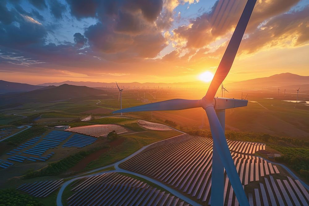 Windmill outdoors nature sunset.