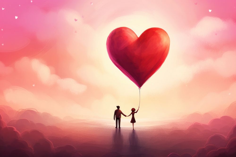 Balloon heart valentine's day togetherness. AI generated Image by rawpixel.