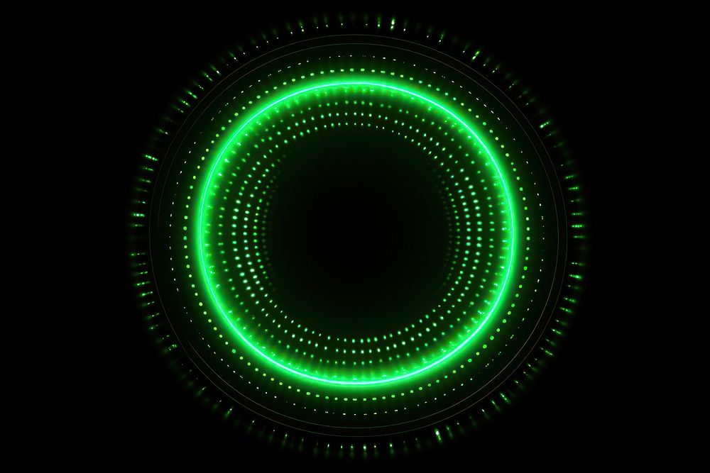 Green circle neon technology light effect.