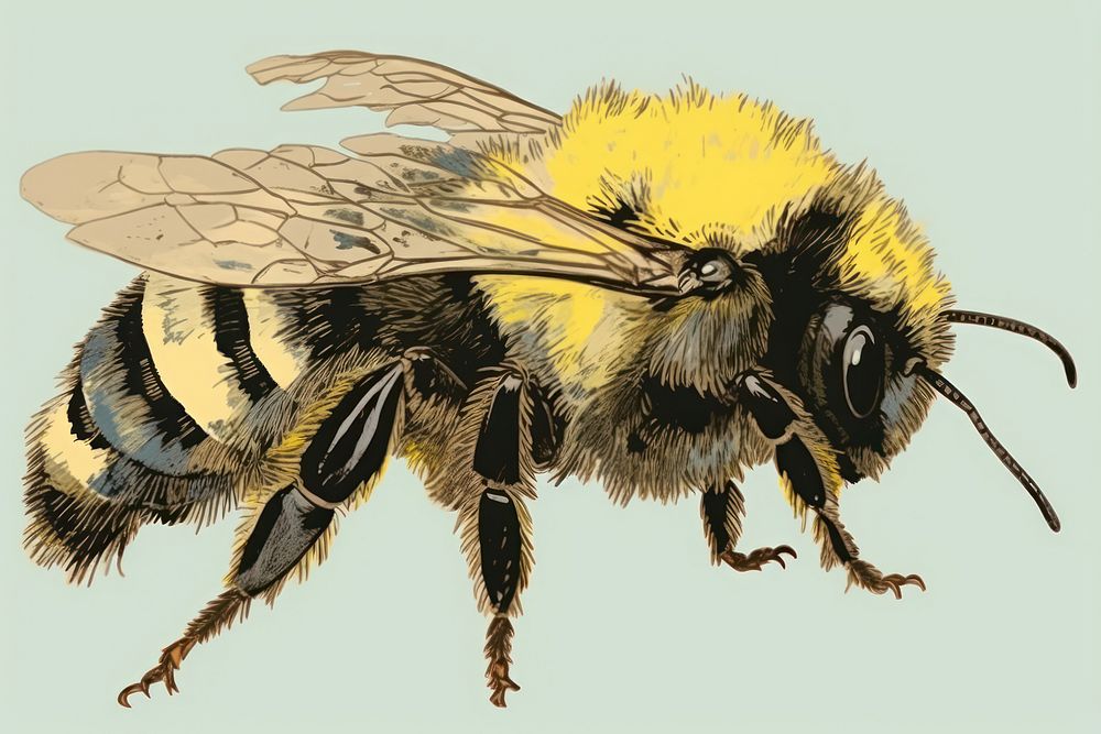 Illustratio the 1970s of bee animal insect hornet.