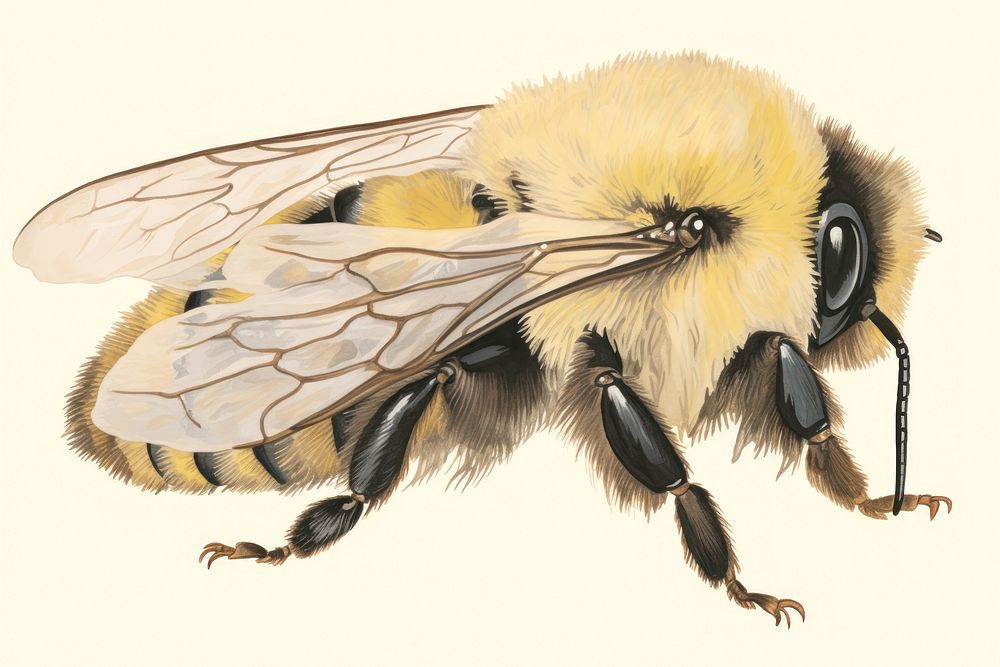 Illustratio the 1970s of bee animal insect invertebrate.