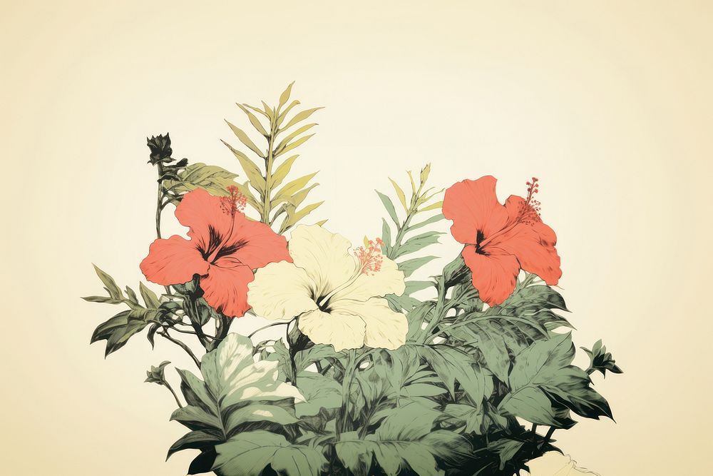 Illustratio the 1970s of tropical flower plant freshness floristry.