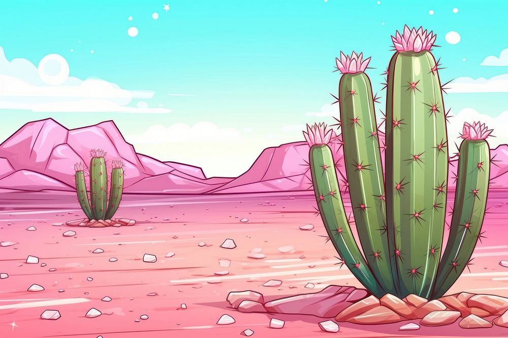Illustration cactus in desert landscape plant tranquility.
