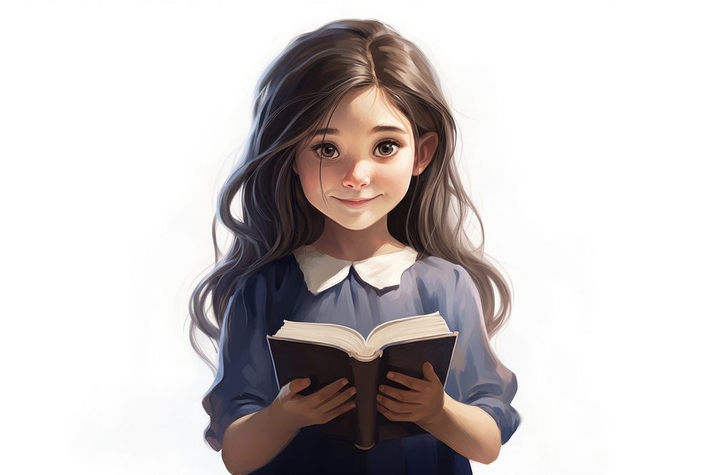 Book little girl student publication. AI generated Image by rawpixel.