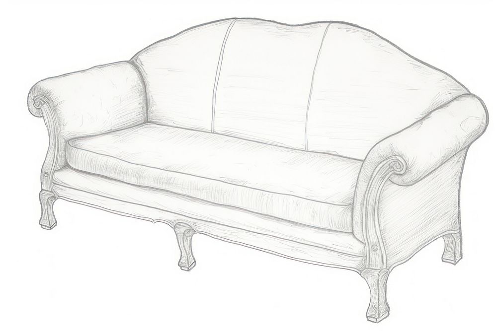 Illustration of a sofa furniture drawing sketch.