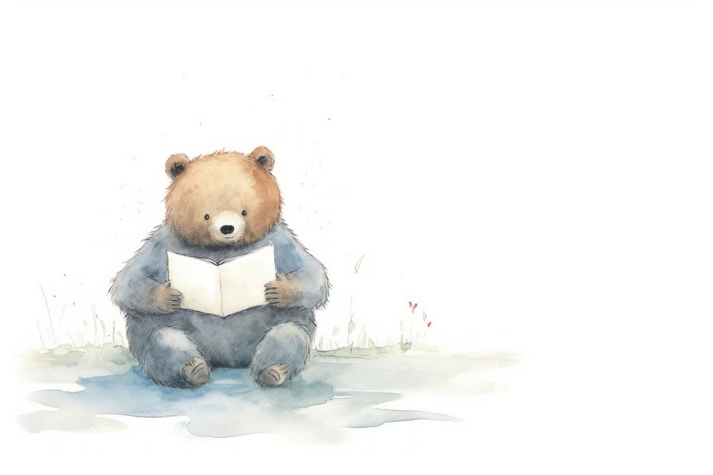 Bear children book illustration watercolor. AI generated Image by rawpixel.