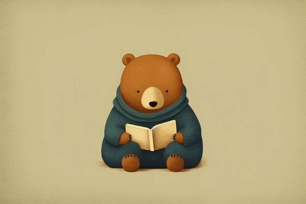 Reading book bear children book. AI generated Image by rawpixel.