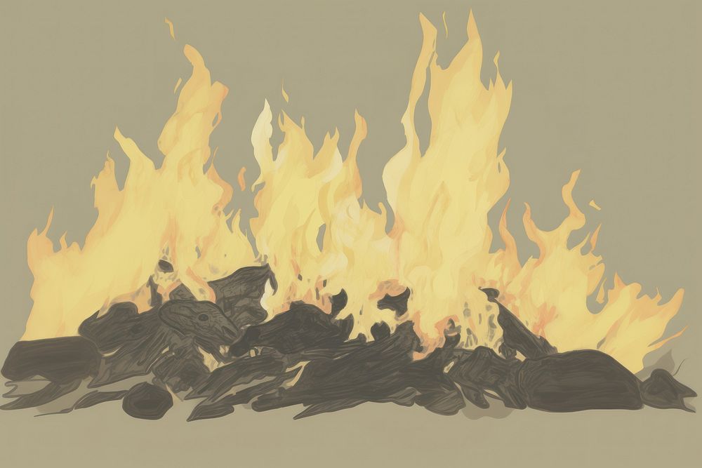 Illustration of flame fireplace bonfire campfire.