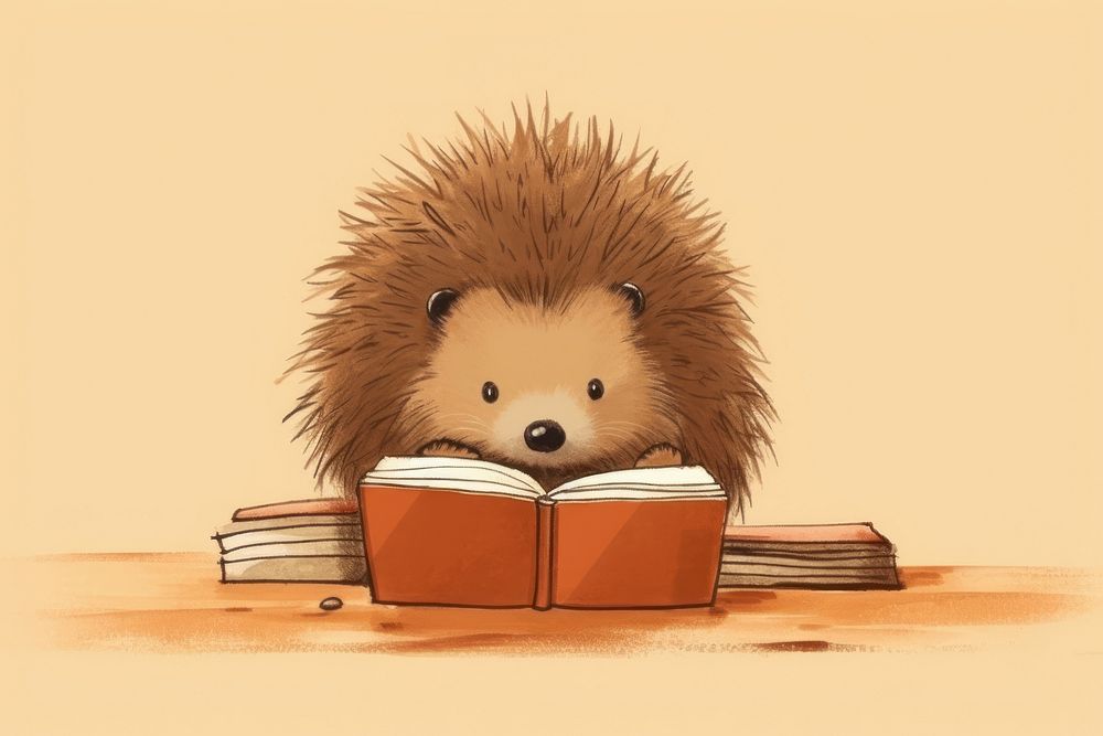 Book porcupine reading children book. AI generated Image by rawpixel.