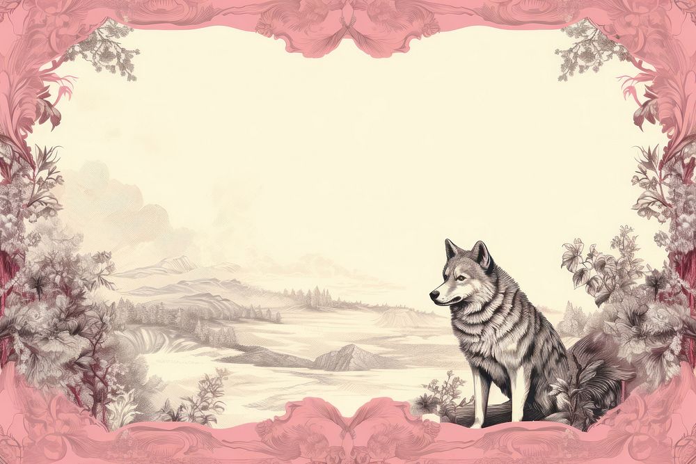 Toile with wolf border animal mammal pet.