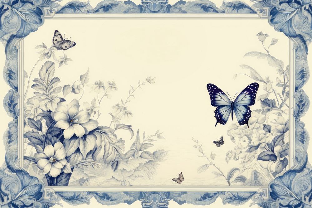 Toile with butterfly border pattern backgrounds illustrated.
