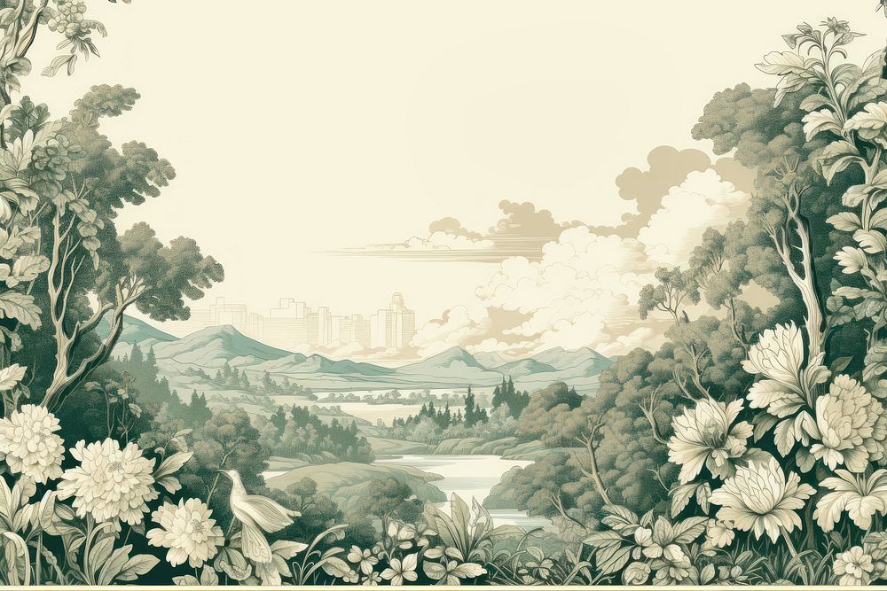 Toile with forest border landscape outdoors painting.