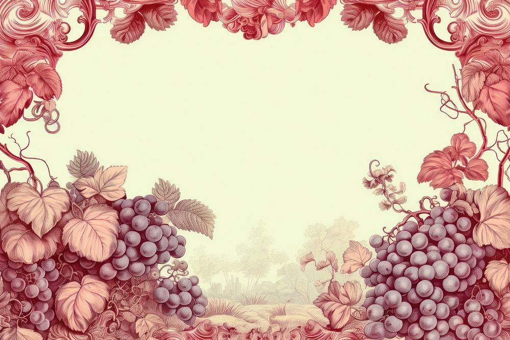 Toile with grapes border pattern plant food.