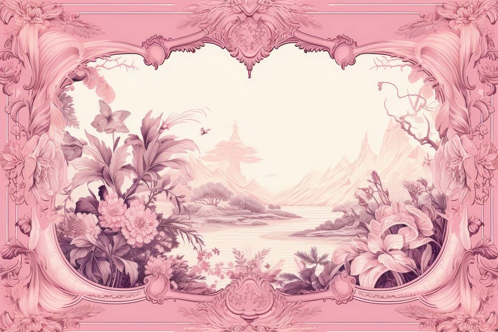 Toile with marcaw border pattern plant backgrounds.
