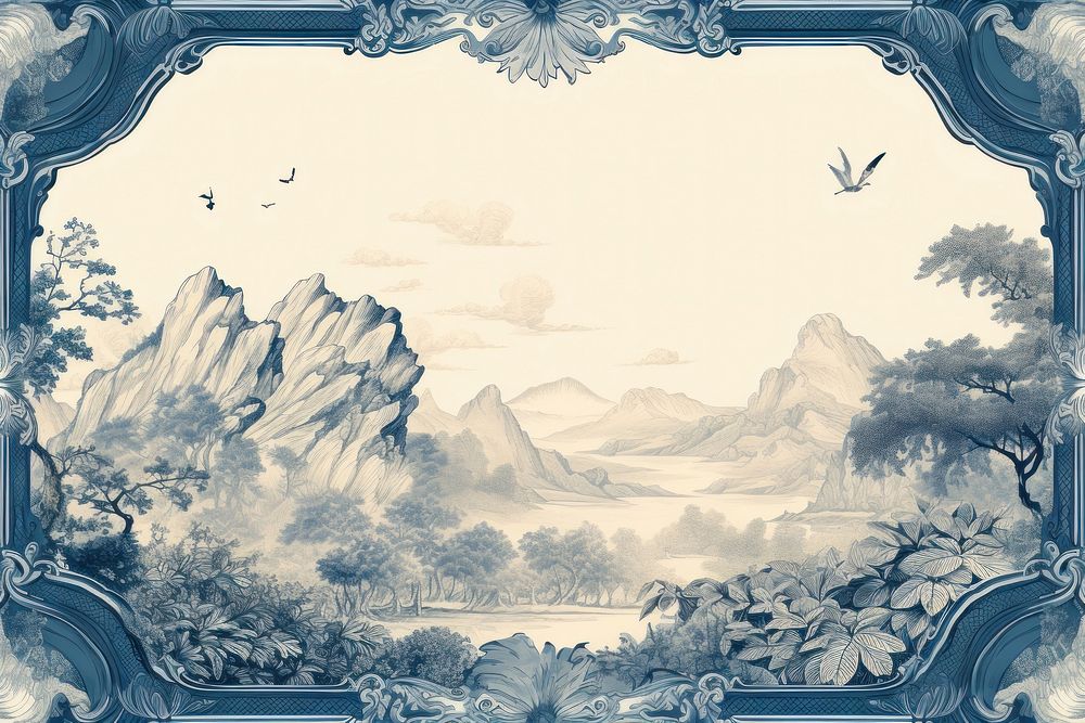 Toile with mountain border landscape tranquility backgrounds.