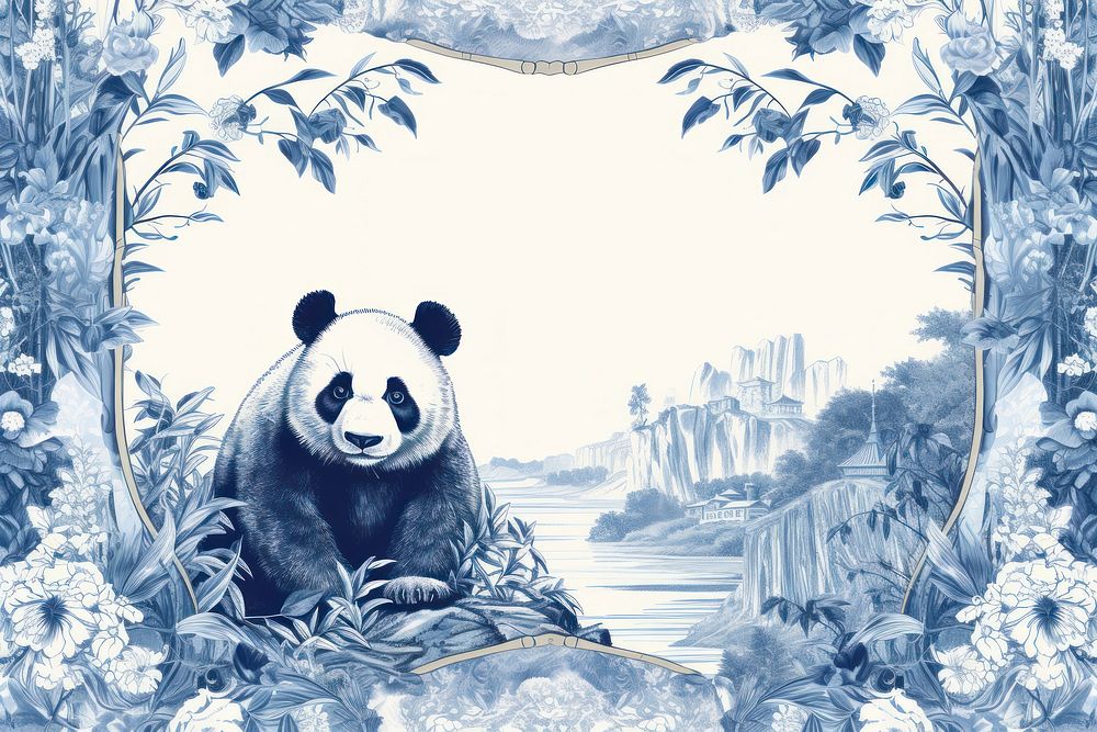 Toile with panda border mammal bear representation.