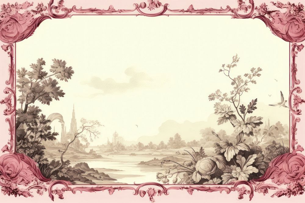 Toile with rabbit border painting pattern outdoors.