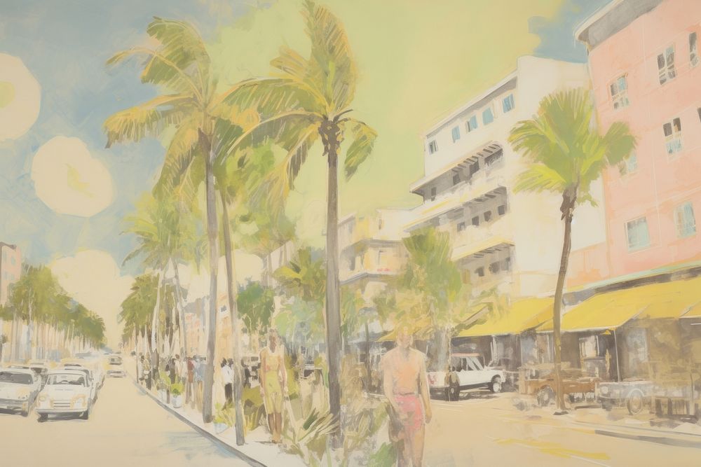 Miami vibe outdoors painting street.