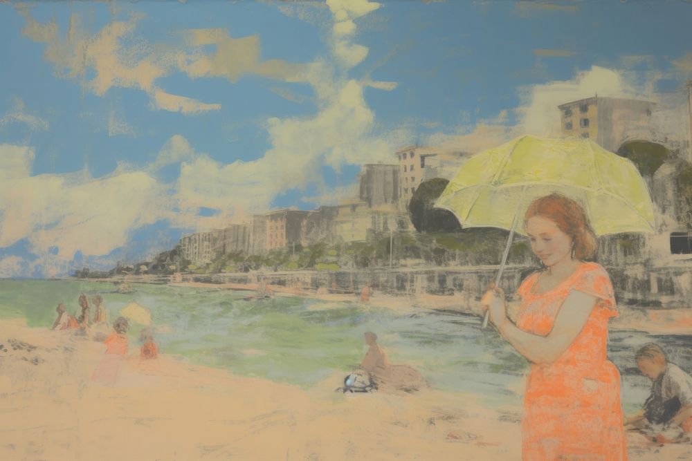 Sea and beach painting adult human.