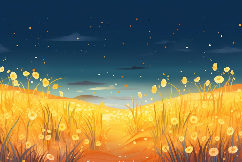 Illustration yellow wildflower field landscape backgrounds outdoors.