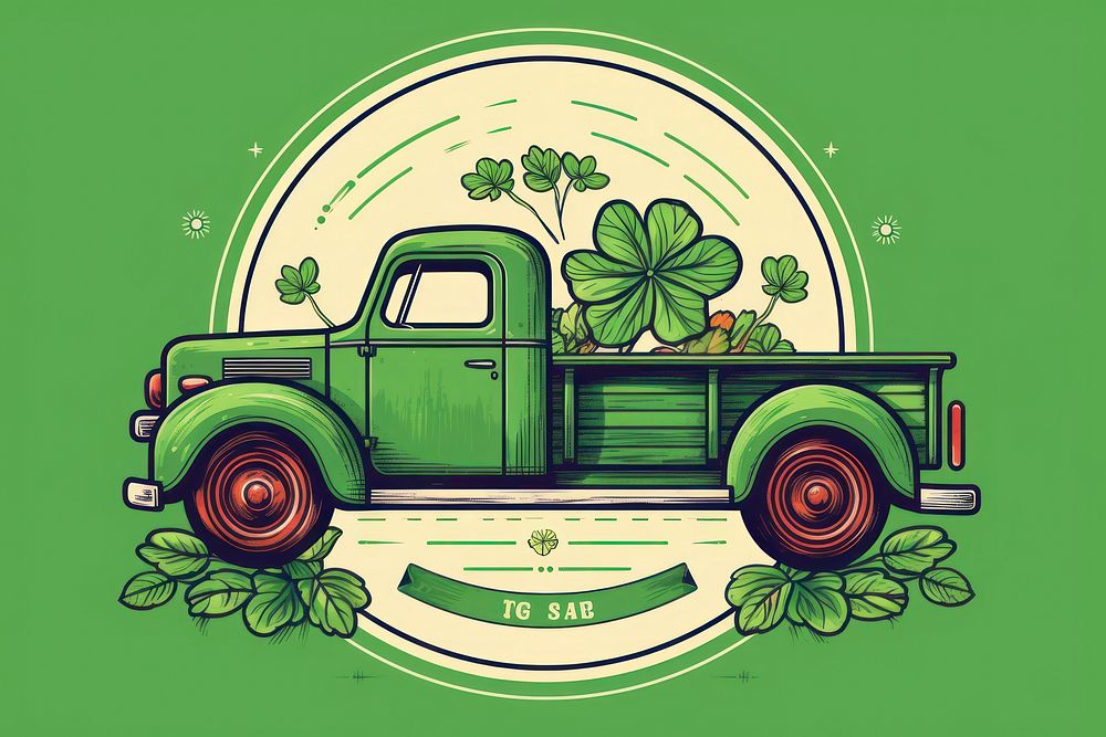 St Patricks Day Farm Truck truck vehicle green.