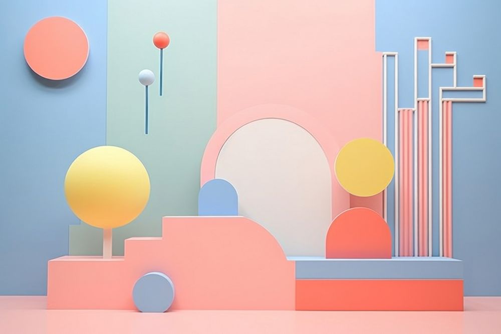 Geometric background pastel Memphis art. AI generated Image by rawpixel.