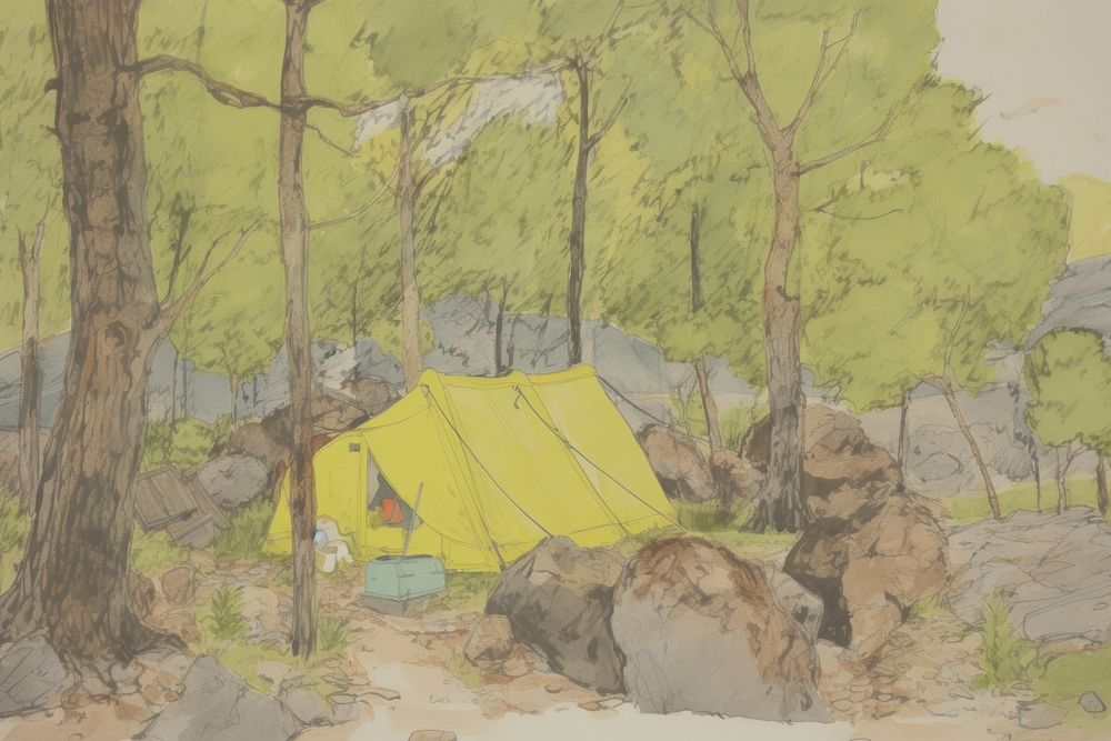 Camping architecture outdoors painting.