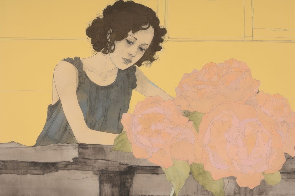 Florist painting drawing sketch.