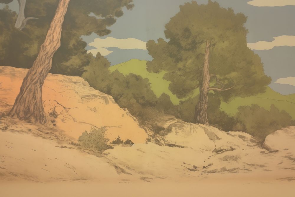 Sand dune backdrop landscape outdoors painting.