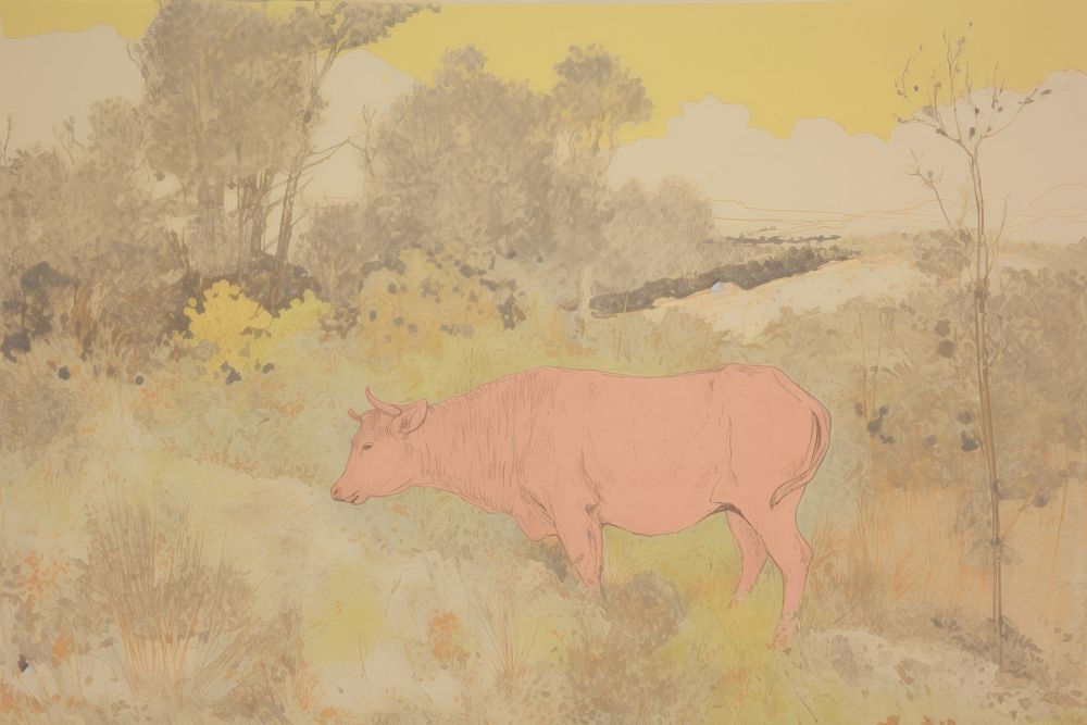 Savanna livestock outdoors painting.