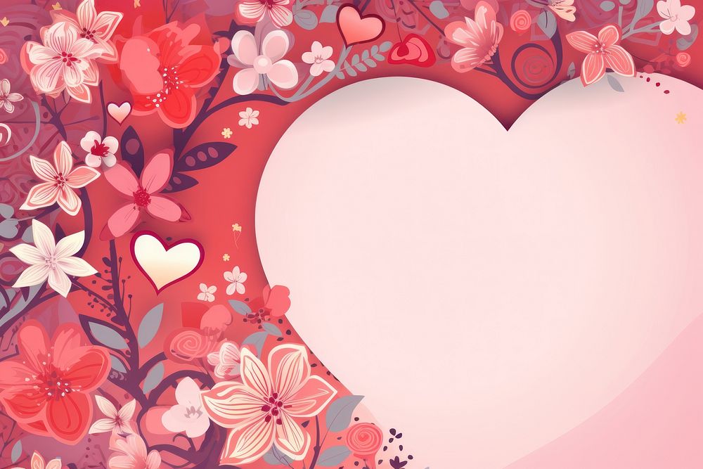 Valentines Day Card Template pattern flower plant. AI generated Image by rawpixel.