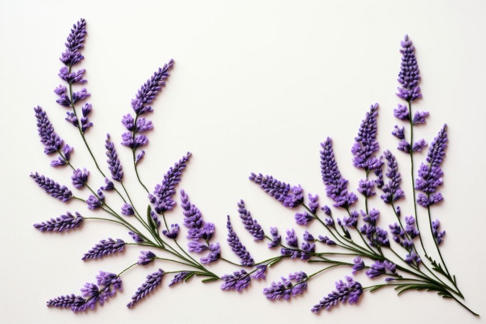 Floral frame embroidery Lavender lavender.
