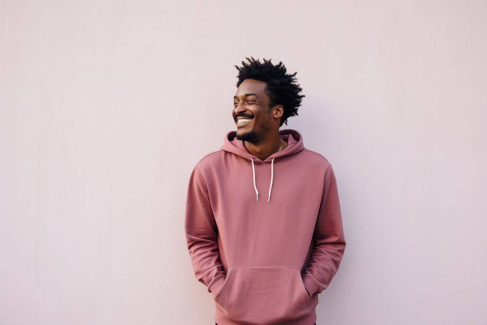 Lifestyle Black Man sweatshirt laughing.