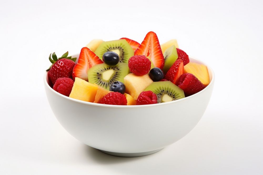 Fruit salad bowl strawberry blueberry. AI generated Image by rawpixel.