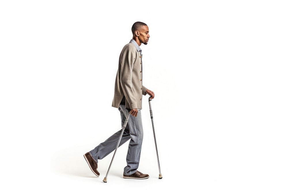 Amputee African American man walking footwear adult.