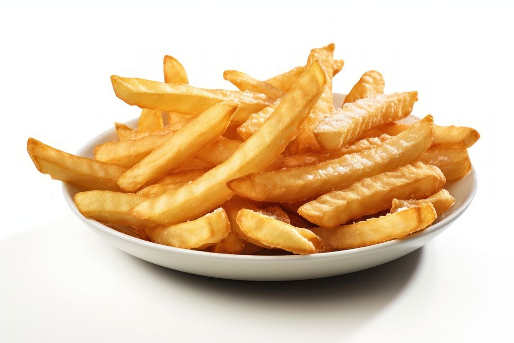 French fried fries food white background.