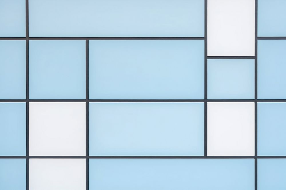  Blue geometric background Piet Mondrian architecture. AI generated Image by rawpixel.