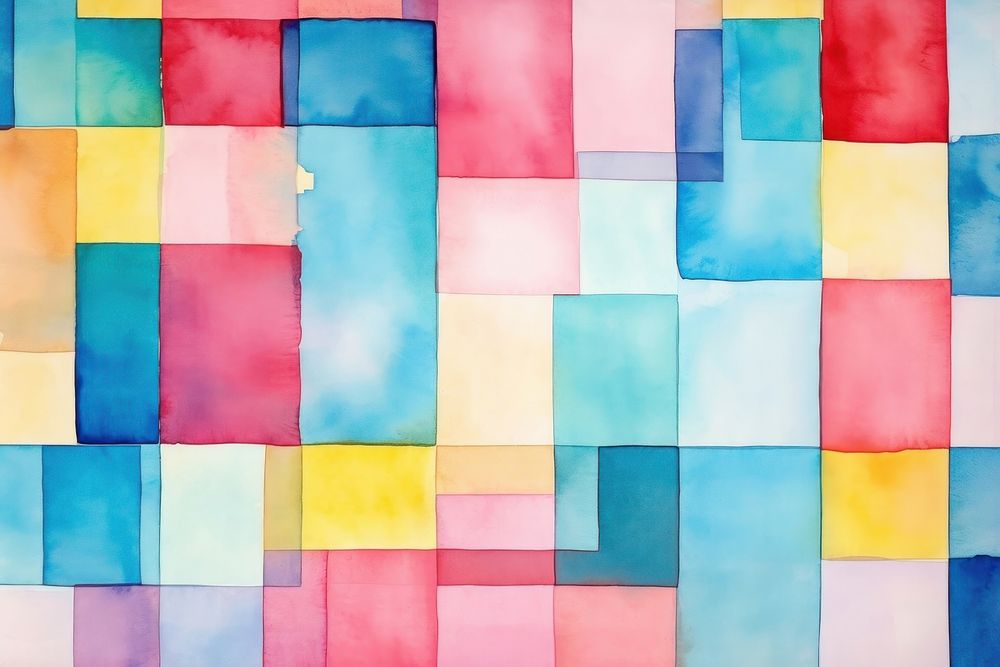  Geometric background watercolor colorful Piet Mondrian. AI generated Image by rawpixel.