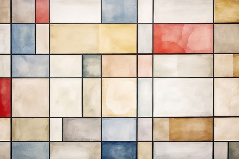  Geometric background watercolor beige Piet Mondrian. AI generated Image by rawpixel.