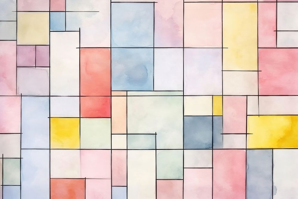  Geometric background watercolor pastel Piet Mondrian. AI generated Image by rawpixel.