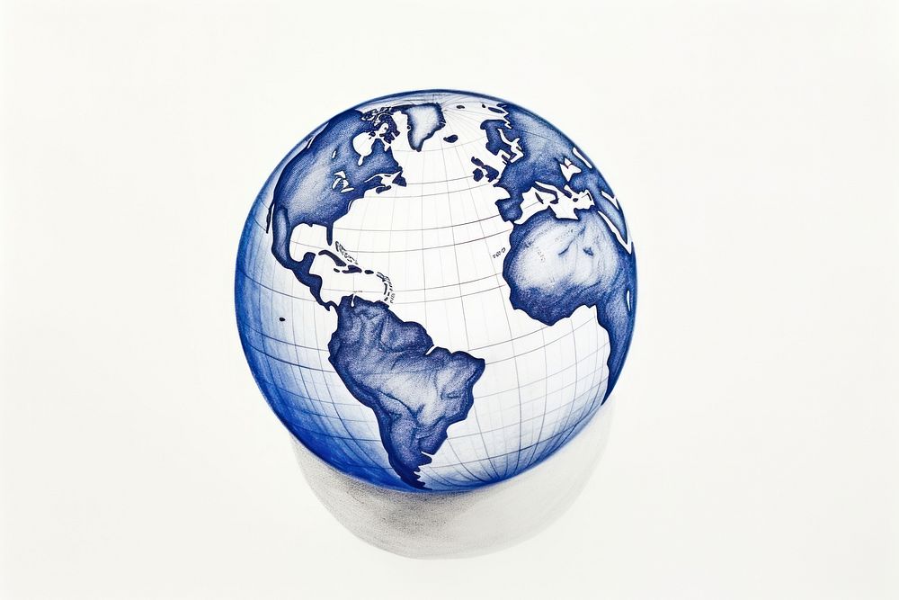 Drawing globe sphere planet sketch.