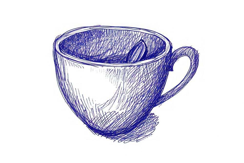 Drawing coffee cup sketch drink blue.
