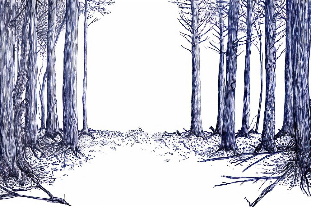 Vintage drawing forest sketch tranquility illustrated.