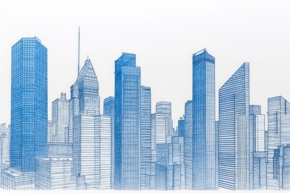 Drawing cityscape architecture metropolis skyscraper.
