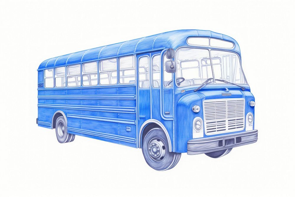 Drawing school bus vehicle sketch blue.